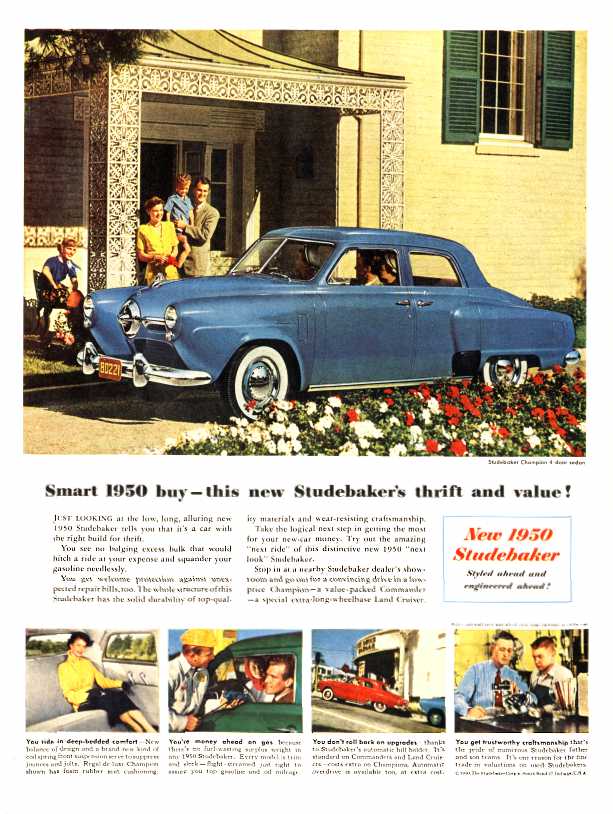 Smart 1950 buy--this new Studebaker's thrift and value!