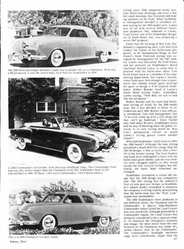Studebaker's Memorable Bullet-nose Models of 1950-51 by Fred K. Fox