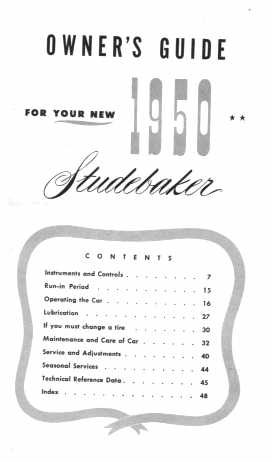 Owners' guide for your new 1950 Studebaker / Contents