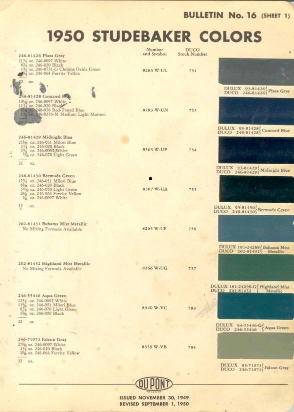1950 Studebaker Colors
