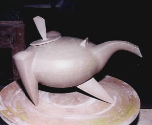 Leather-Hard Assembled Teapot Waits to Dry