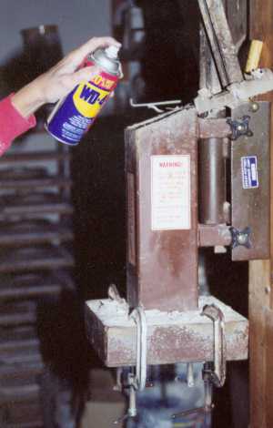 WD-40 sprayed into extruder