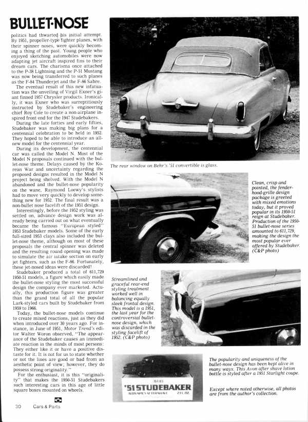 Studebaker's Memorable Bullet-nose Models of 1950-51 by Fred K. Fox